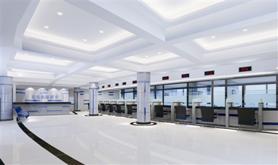 苍南金融超市大厅。