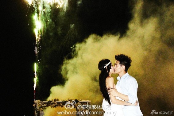 林志颖陈若仪大婚海边烟花拥吻 盘点明星结婚照