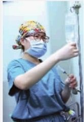 医院使用时尚彩色手术帽 花瓣青花瓷印上头