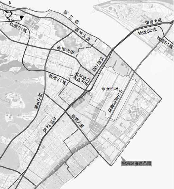 温州市空港新区交通规划分析示意图.