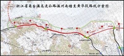 甬台温高速公路复线南塘至黄华段线路图(乐清段).市高投公司供图