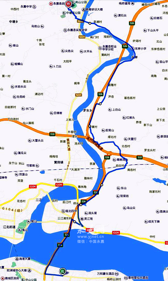 图解从温州市区或瓯北城区经三李公路前往上塘的行走路线图片