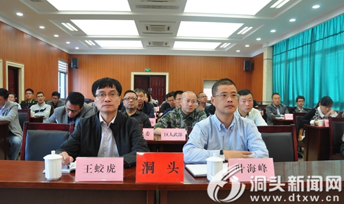 区委副书记,区长王蛟虎,副区长叶海峰在洞头分会场参加会议.